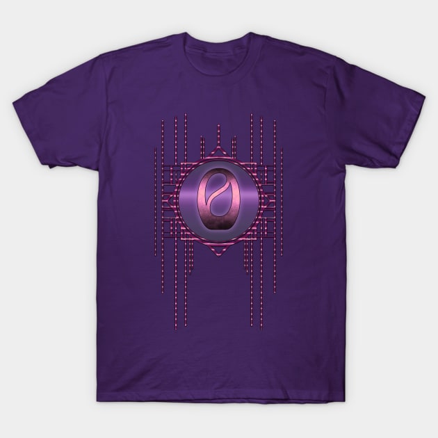 Vintage letter O Monogram Initials Glamour Purple T-Shirt by designsbyxarah